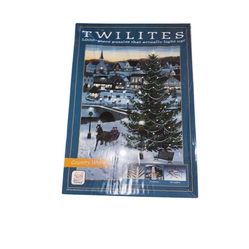 Cobble Hill TWILITES Country Winter 1000‎ Piece Light-Up Jigsaw Puzzle Kit NIB